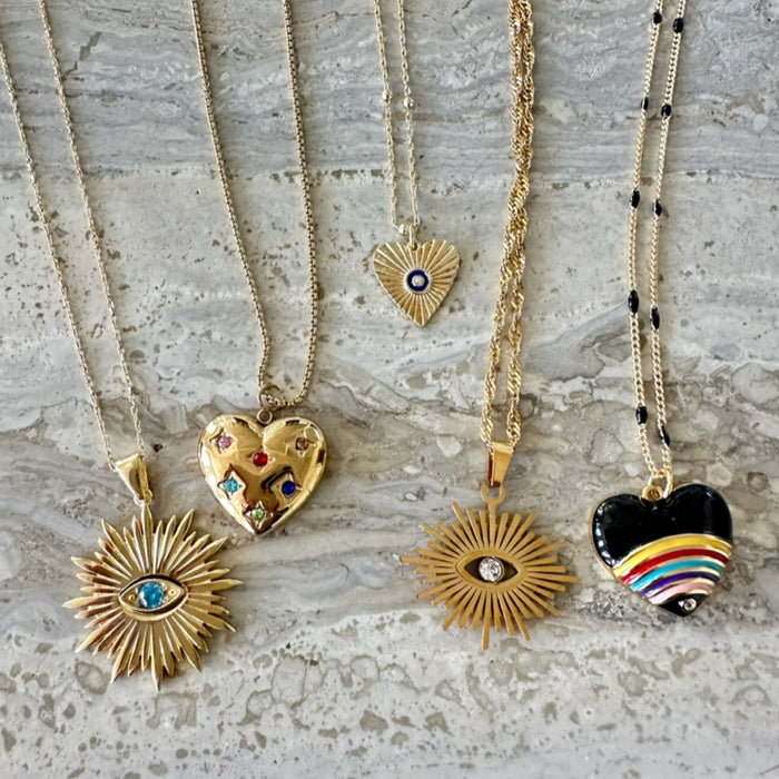 Iris rainbow heart necklace