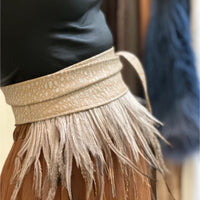 Frenchie Leather Wrap Feather Belt