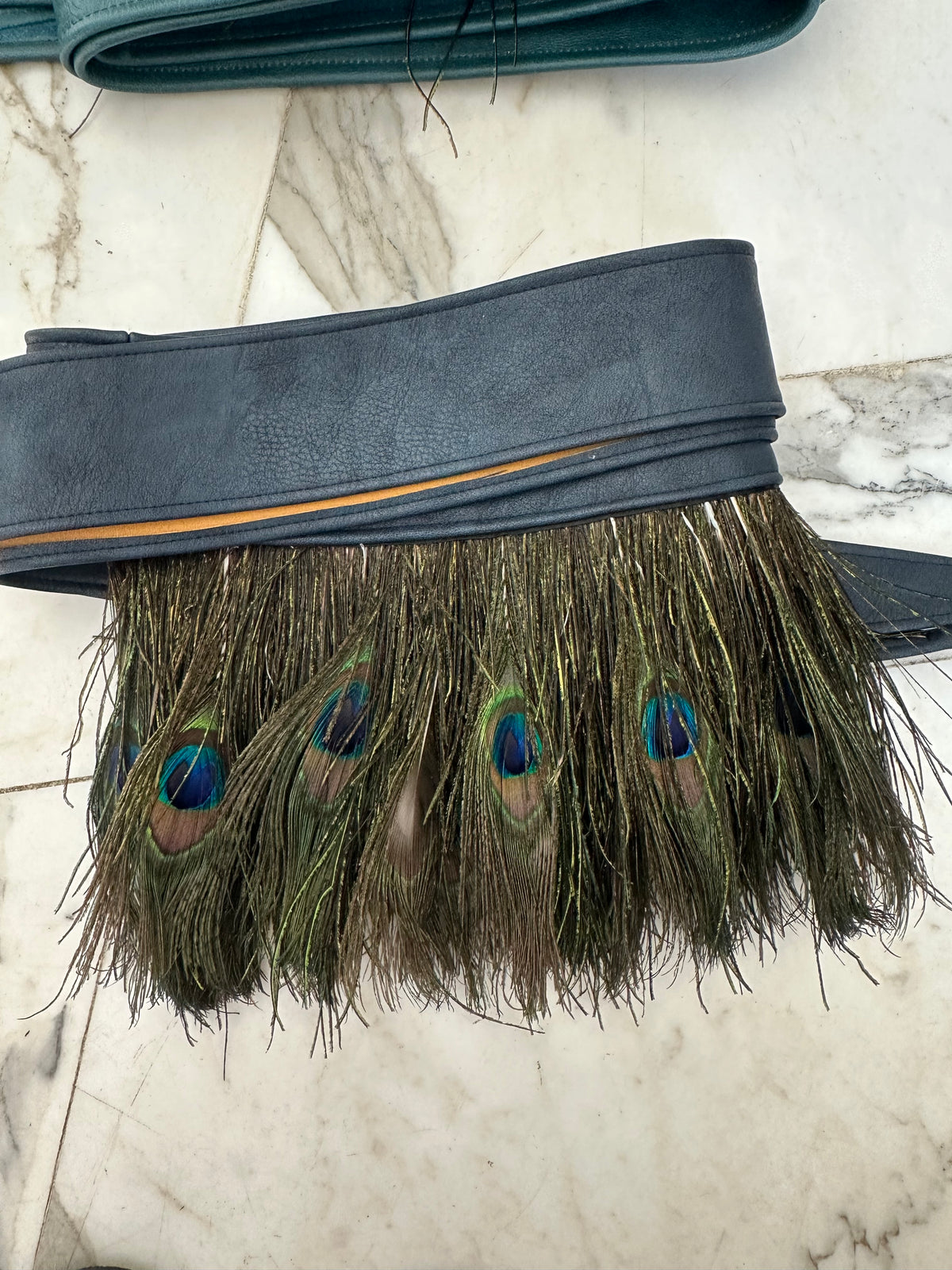 Frenchie Leather Wrap Feather Belt