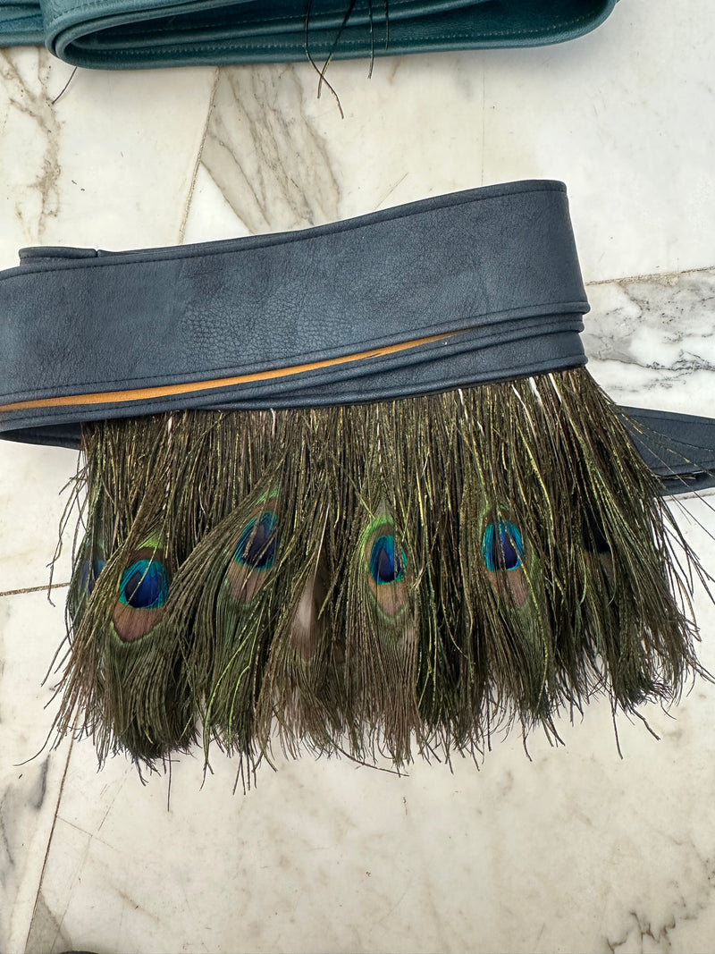 Frenchie Leather Wrap Feather Belt