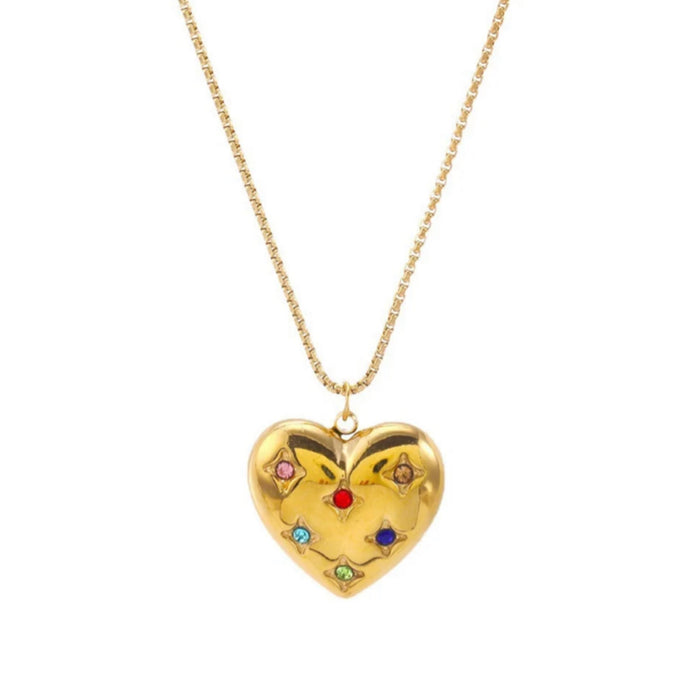 Iris rainbow heart necklace