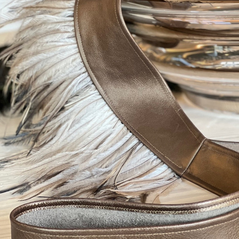 Frenchie Leather Wrap Feather Belt