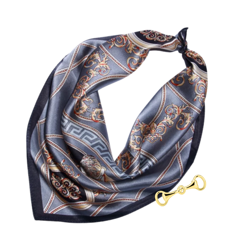 Selena silk scarf + gold horsebit – Primaura Selena silk scarf + gold horsebit – Primaura
